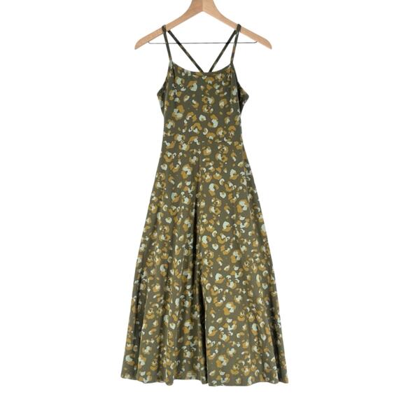 Pact Mod Leopard Fit & Flare Shorty Midi Dress Green XS Midi Organic Cotton - Picture 5 of 13